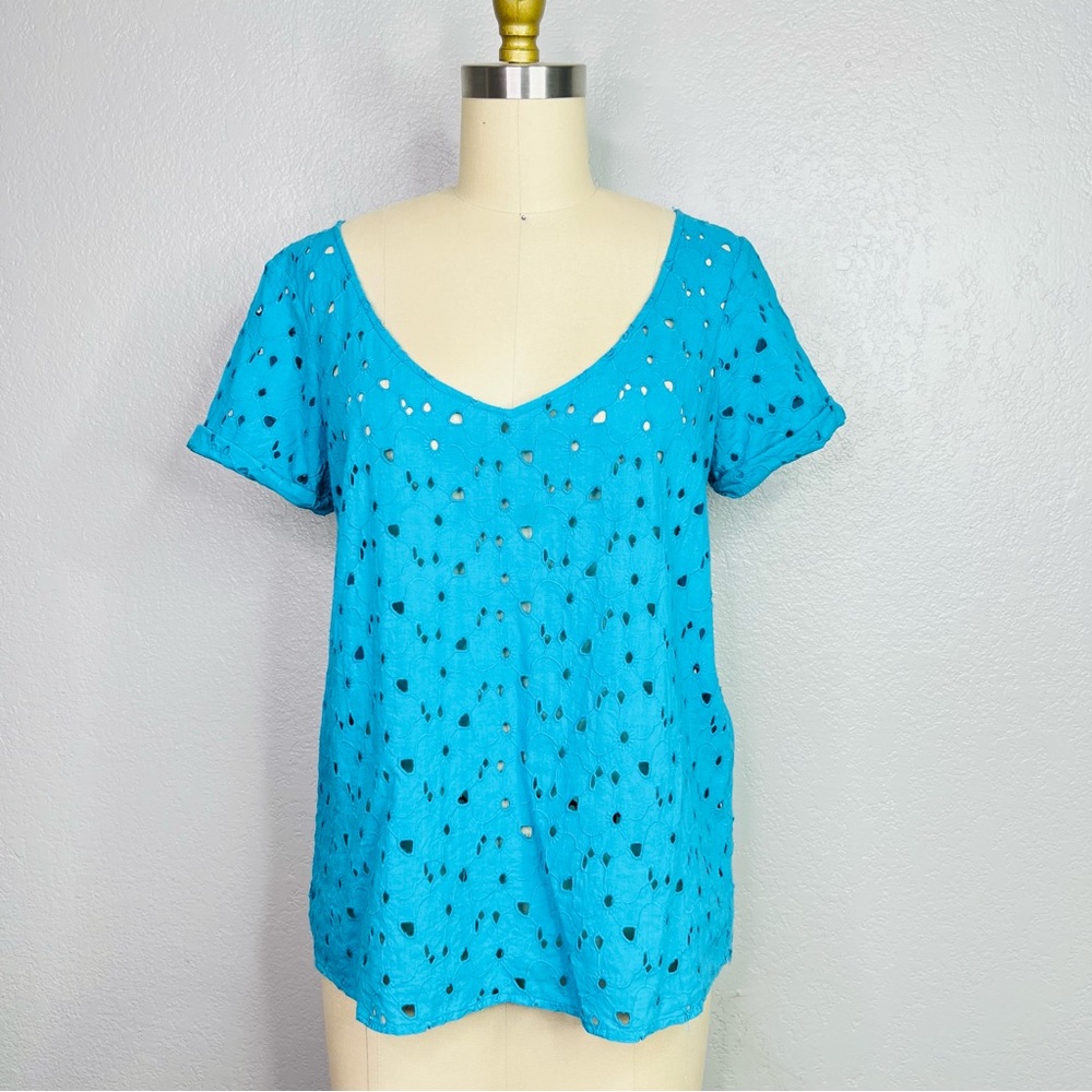 Twist & tango eyelet, short sleeve blouse sz 36 small